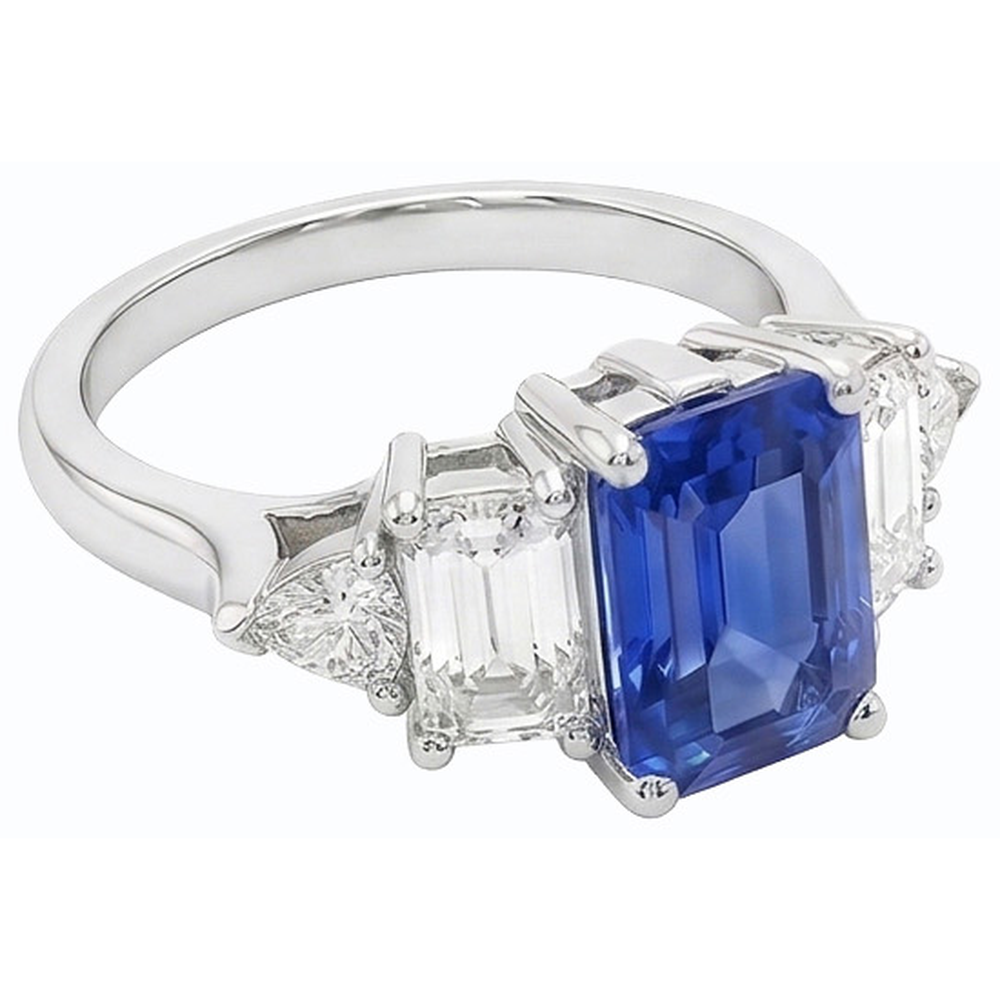 Edelstein Smaragdblauer Saphir Ring 2,50 Karat Natürlicher Diamant ( nicht im Labor gezüchtet ) Goldschmuck