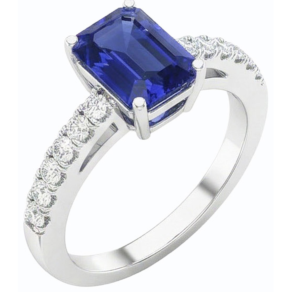Edelstein Solitaire Smaragd Ceylon Saphir Ring mit Akzenten 3 Karat
