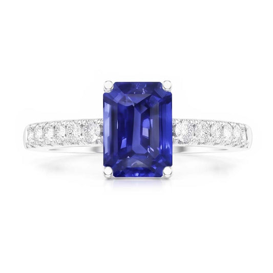 Edelstein Solitaire Smaragd Ceylon Saphir Ring mit Akzenten 3 Karat