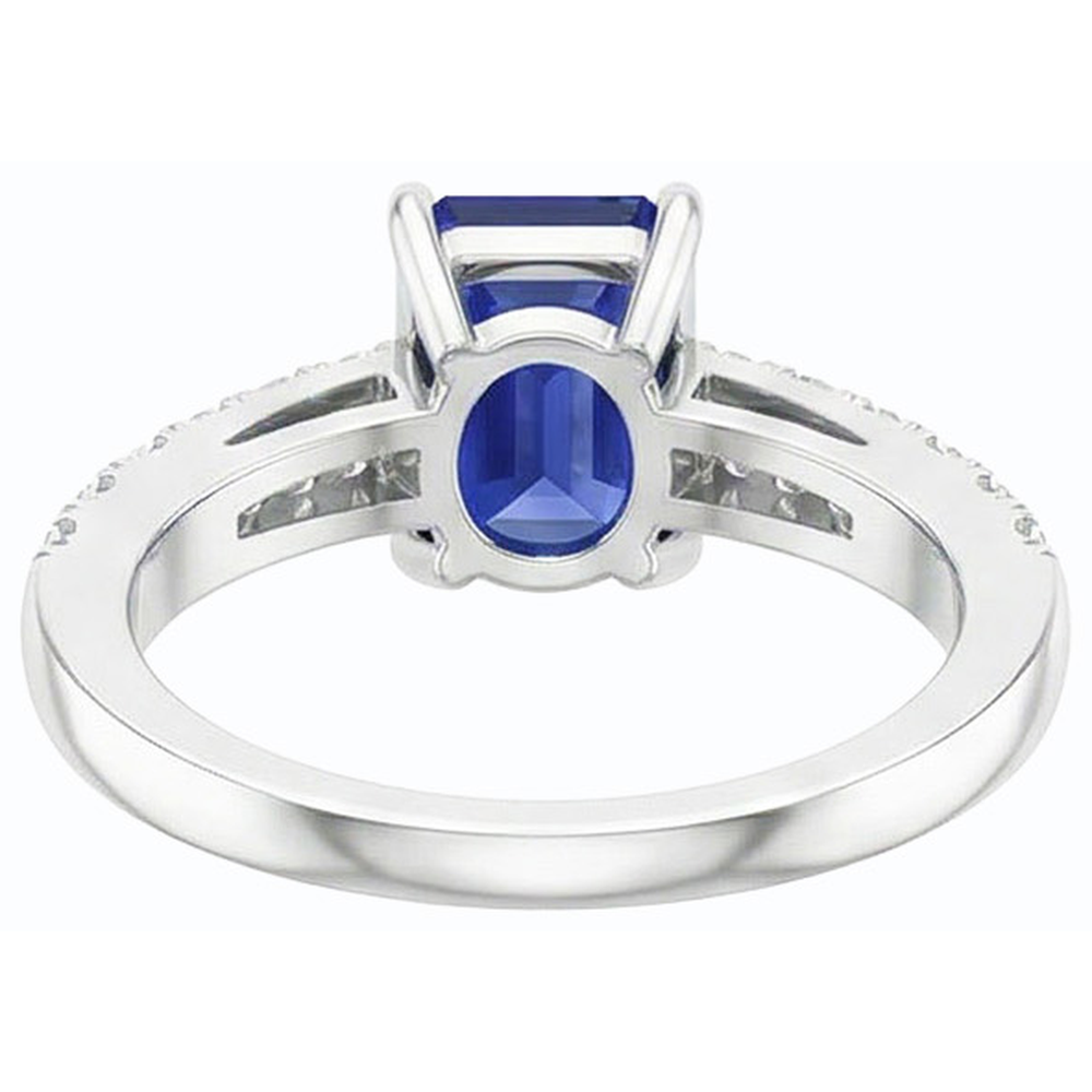 Edelstein Solitaire Smaragd Ceylon Saphir Ring mit Akzenten 3 Karat
