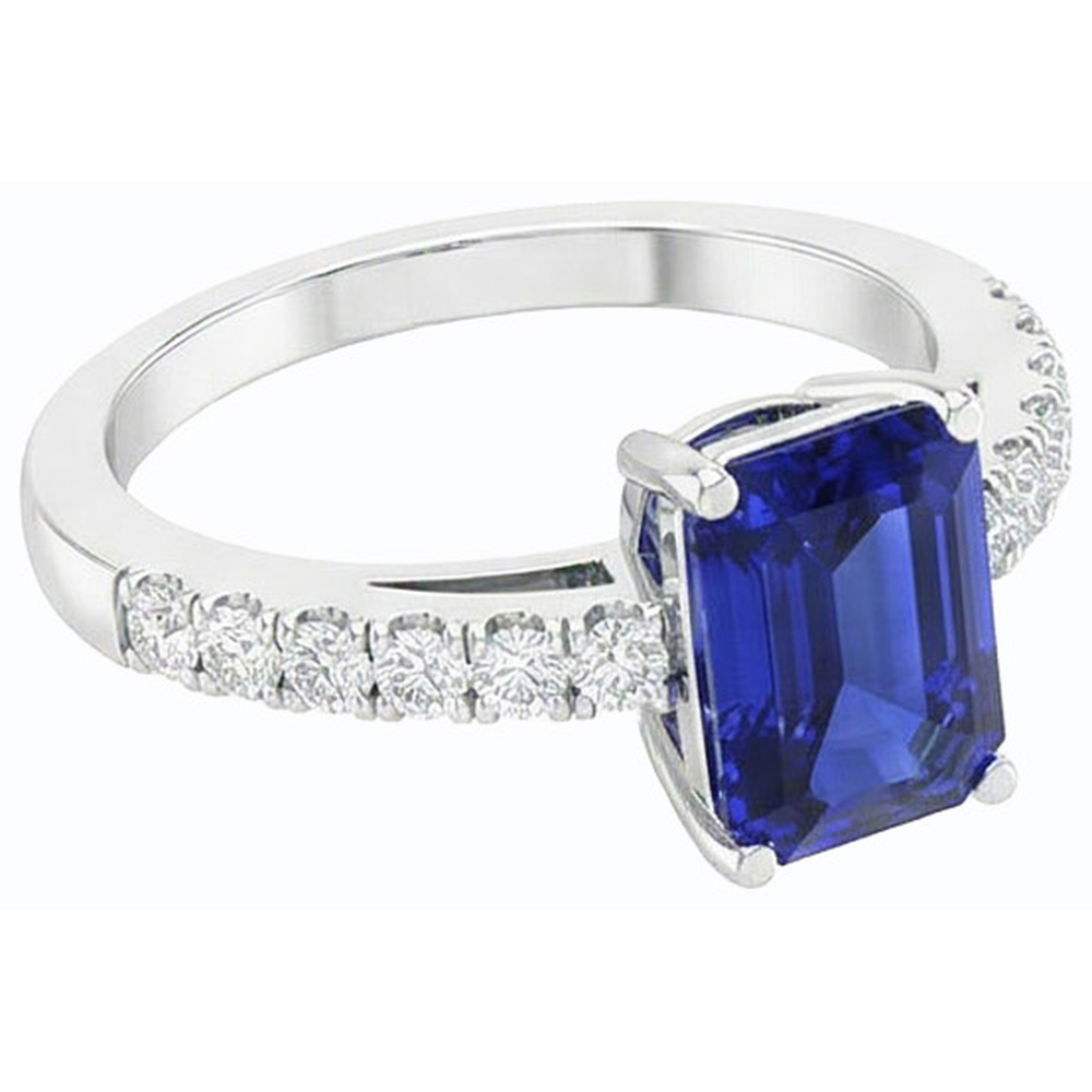 Edelstein Solitaire Smaragd Ceylon Saphir Ring mit Akzenten 3 Karat