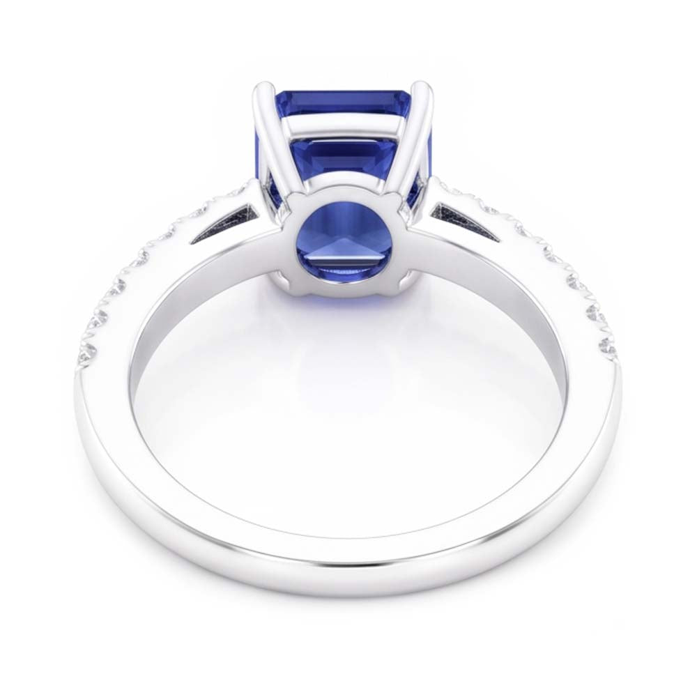 Edelstein Solitaire Smaragd Ceylon Saphir Ring mit Akzenten 3 Karat