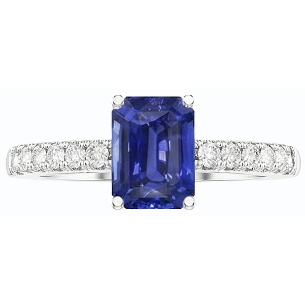 Edelstein Solitaire Smaragd Ceylon Saphir Ring mit Akzenten 3 Karat