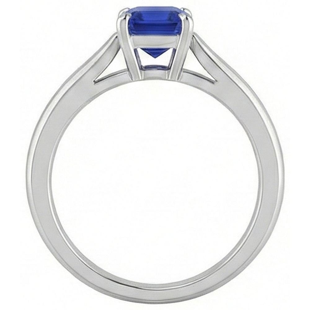 Edelstein Solitär Ring 1,50 Karat Konischer Schaft Smaragdblauer Saphir