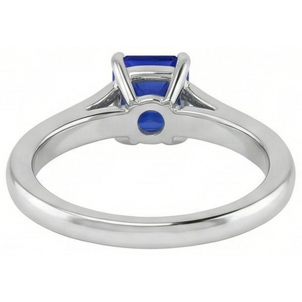 Edelstein Solitär Ring 1,50 Karat Konischer Schaft Smaragdblauer Saphir