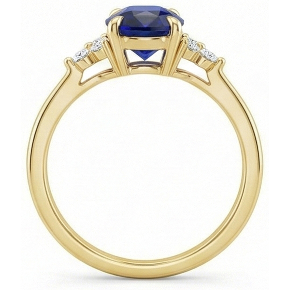 Edelstein-Solitär-Ring mit Akzenten tiefblauer Saphir 3,50 Karat