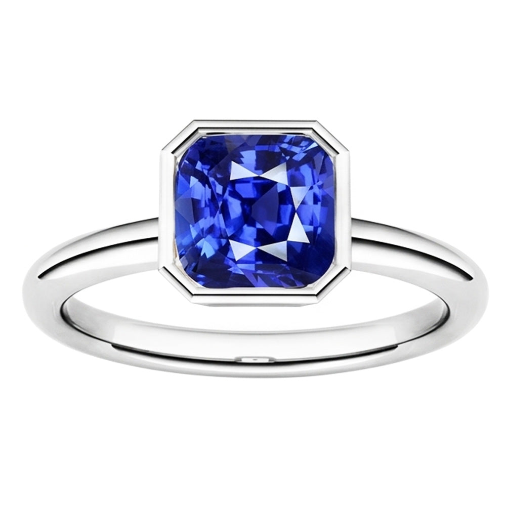 Edelstein-Solitär-Ringkissen-Lünette-Set Blauer Saphir 1,50 Karat