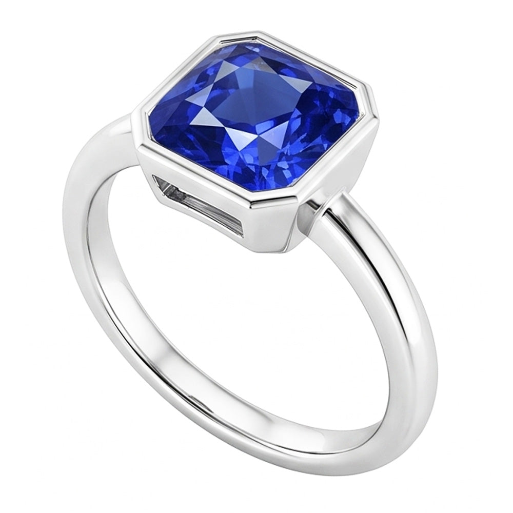 Edelstein-Solitär-Ringkissen-Lünette-Set Blauer Saphir 1,50 Karat