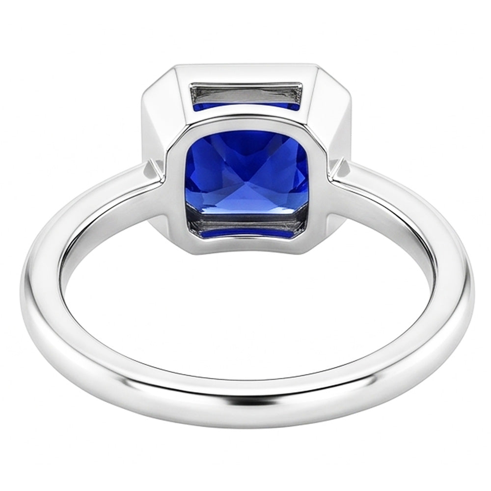 Edelstein-Solitär-Ringkissen-Lünette-Set Blauer Saphir 1,50 Karat