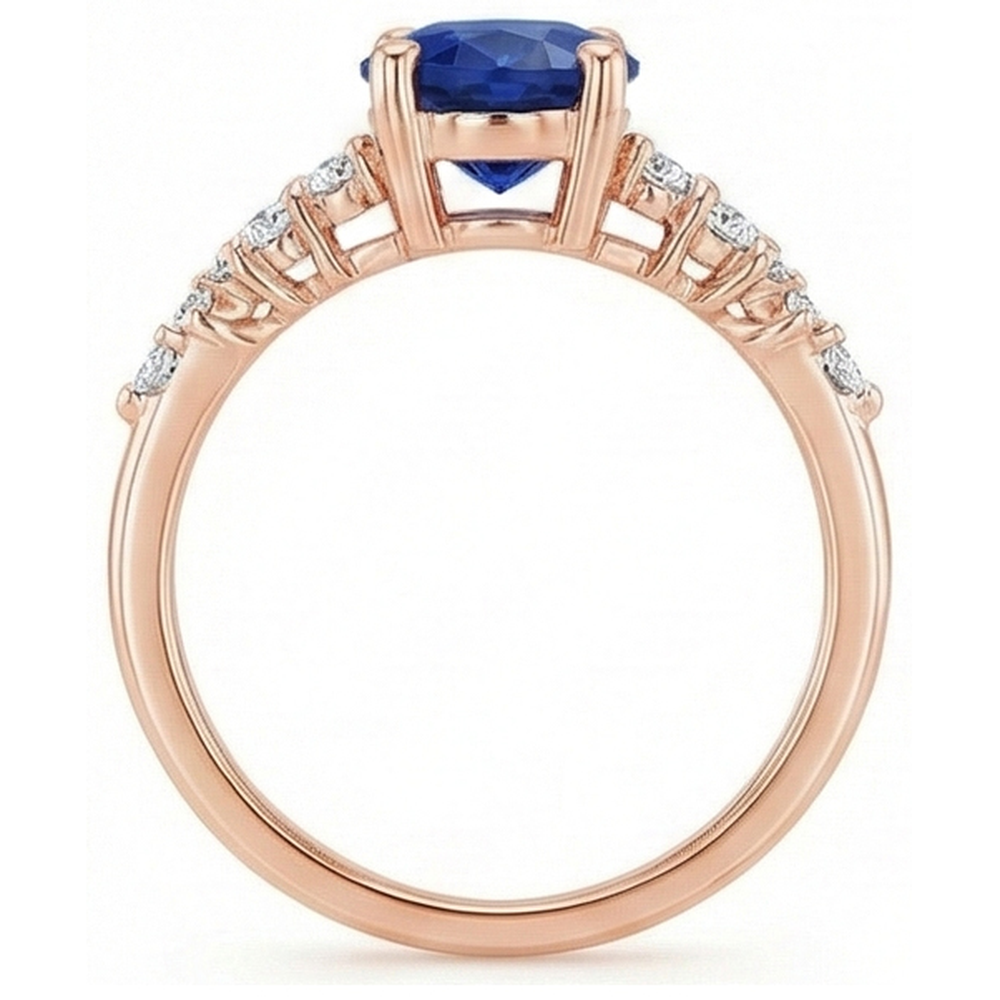 Edelstein-Solitärring mit Natürlicher Diamant ( nicht im Labor gezüchtet )akzenten Blauer Saphir 4 Karat