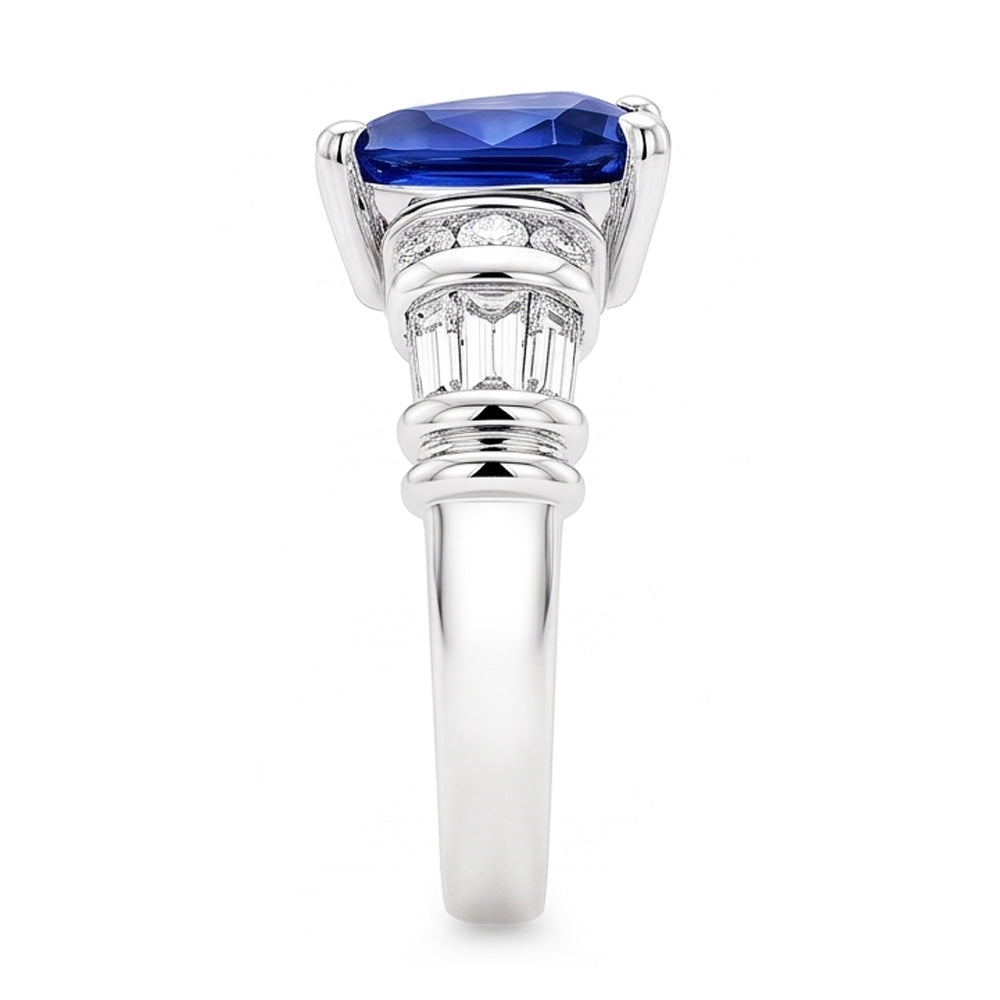 Edelstein Trillion Saphir Ring Baguette & Runde Natürlicher Diamant ( nicht im Labor gezüchtet )en 2,50 Karat
