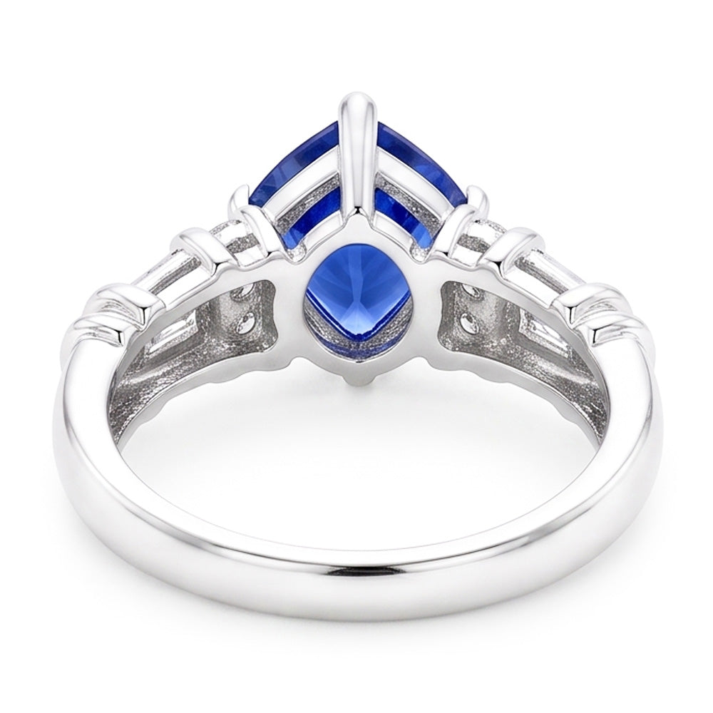 Edelstein Trillion Saphir Ring Baguette & Runde Natürlicher Diamant ( nicht im Labor gezüchtet )en 2,50 Karat