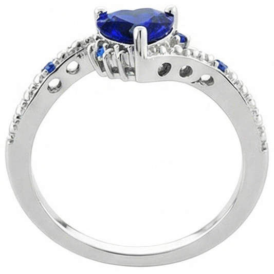 Edelstein-Verlobungs-Herz & runder blauer Saphir-Ring 2 Karat