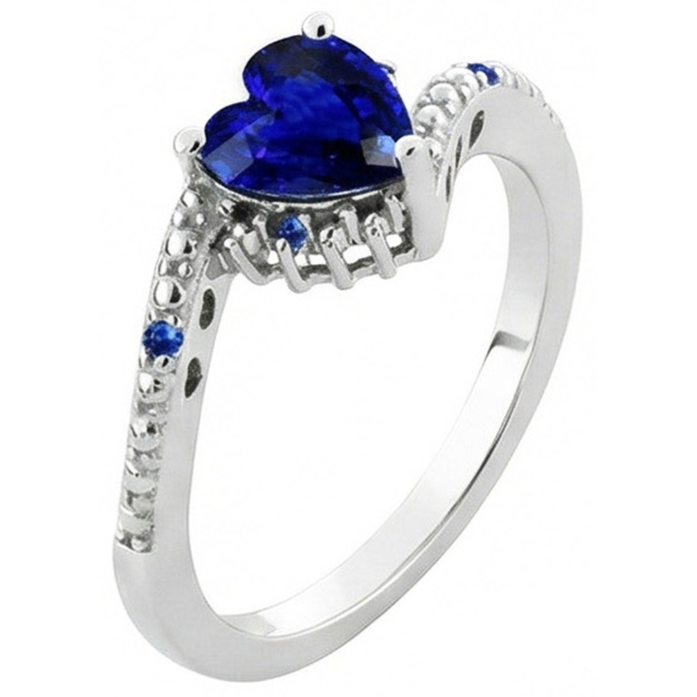 Edelstein-Verlobungs-Herz & runder blauer Saphir-Ring 2 Karat
