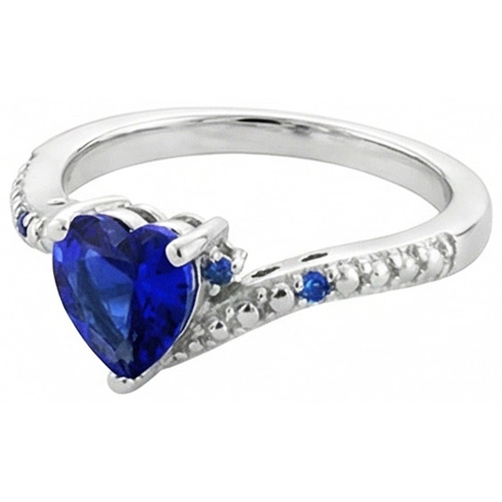 Edelstein-Verlobungs-Herz & runder blauer Saphir-Ring 2 Karat