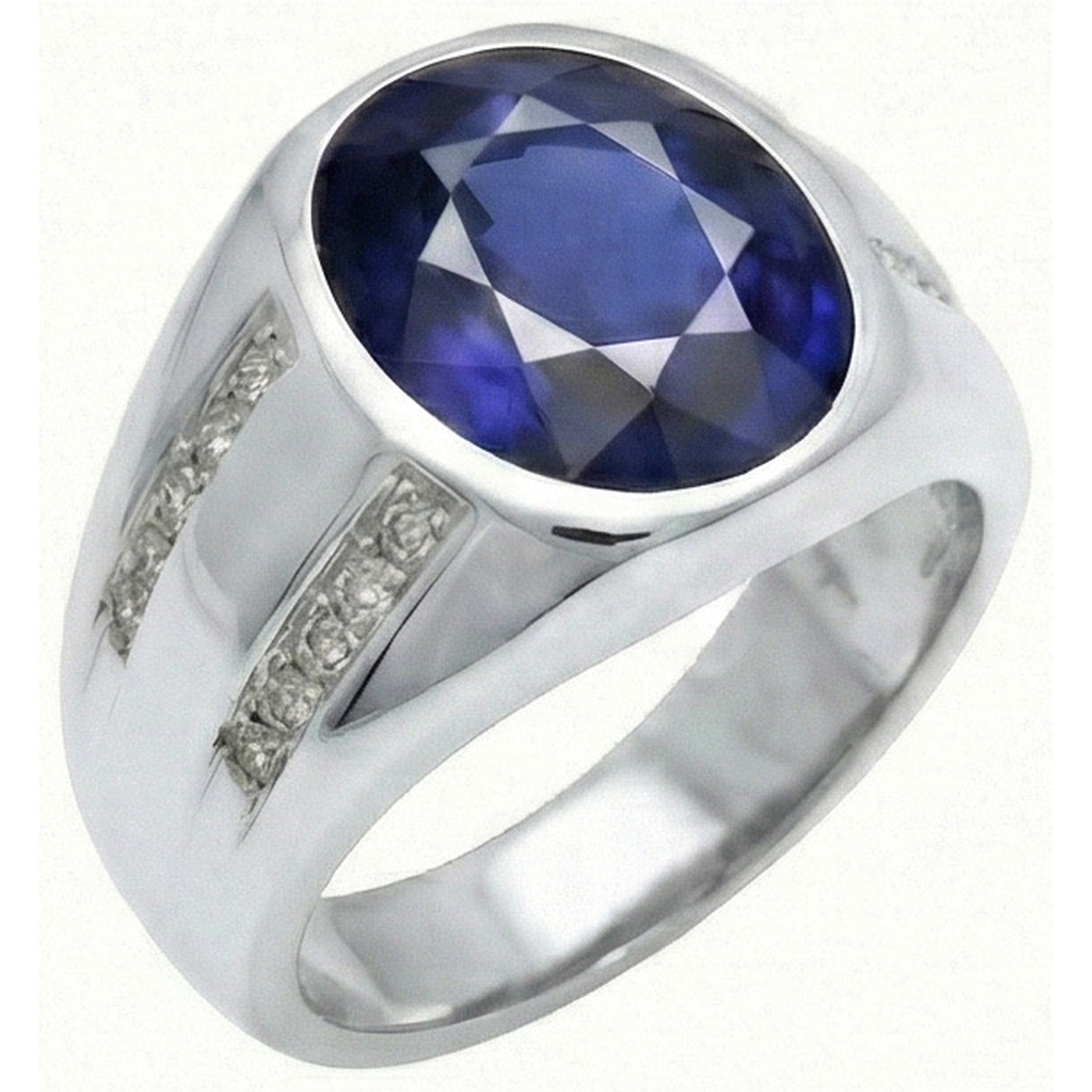 Edelstein Vintage Style Oval Blue Saphir Ring 3,50 Karat Natürlicher Diamant ( nicht im Labor gezüchtet )en