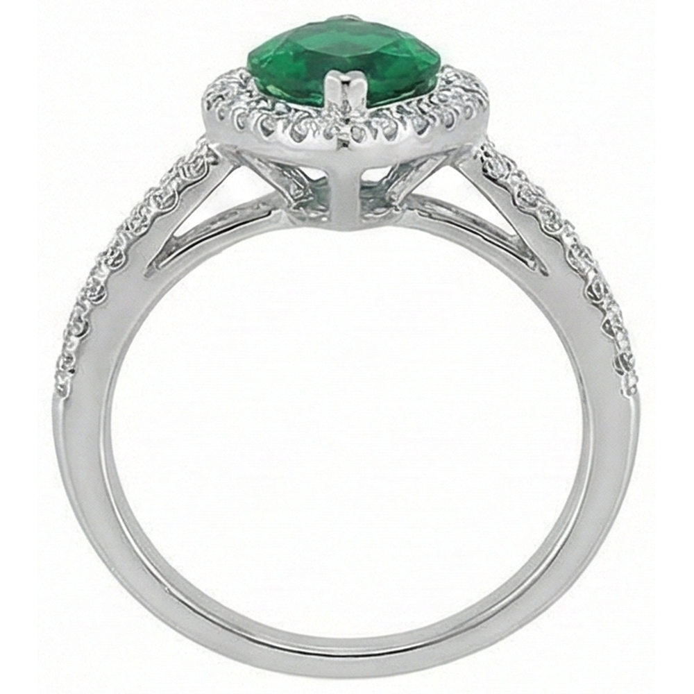 Edelsteinring 14K Marquise Grün Smaragd & Runde Aus der Erde Abgebauter Natürlicher Diamanten 3.35 Ct.