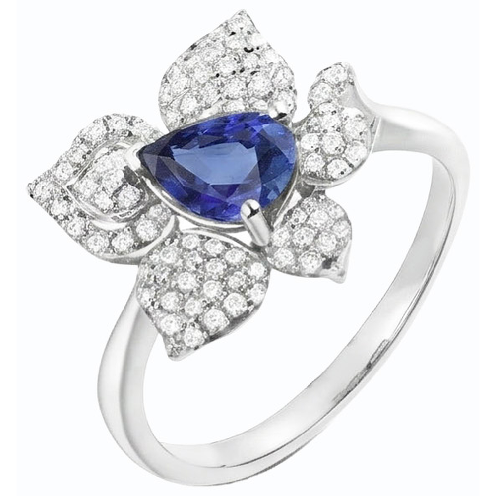 Edelsteinring Blauer Saphir & Natürlicher Diamant ( nicht im Labor gezüchtet )en 2.50 Karat Blumenstil