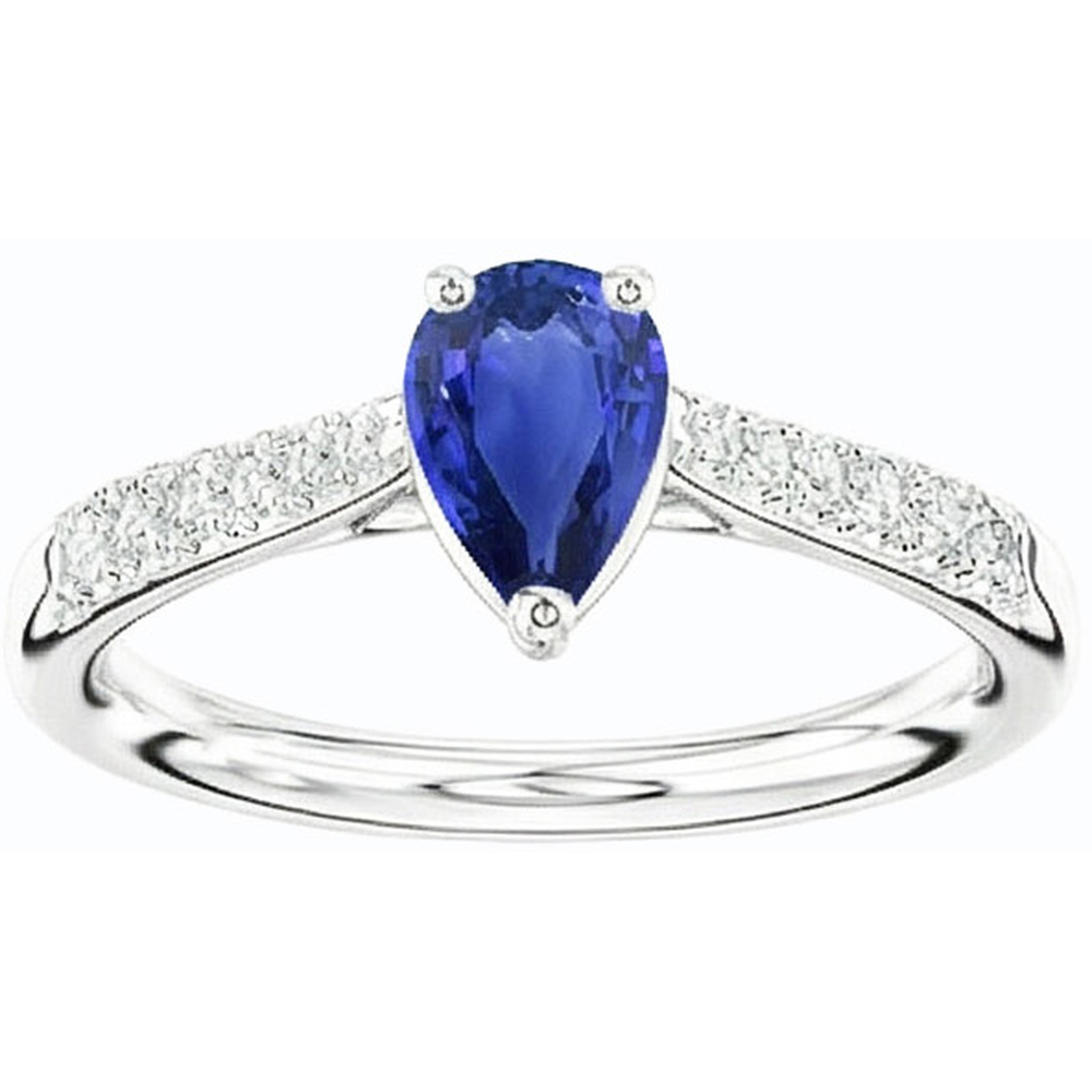 Edelsteinschmuck Blauer Saphir Ring Birne & Natürlicher Diamant ( nicht im Labor gezüchtet )en 2,50 Karat