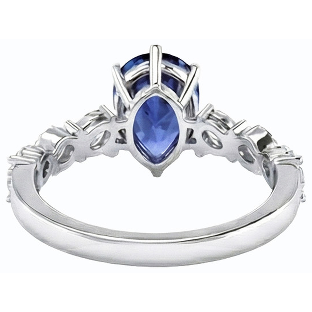 Edelsteinschmuck Blauer Saphir Ring Marquise & Runde Natürlicher Diamant ( nicht im Labor gezüchtet )en 3 Karat