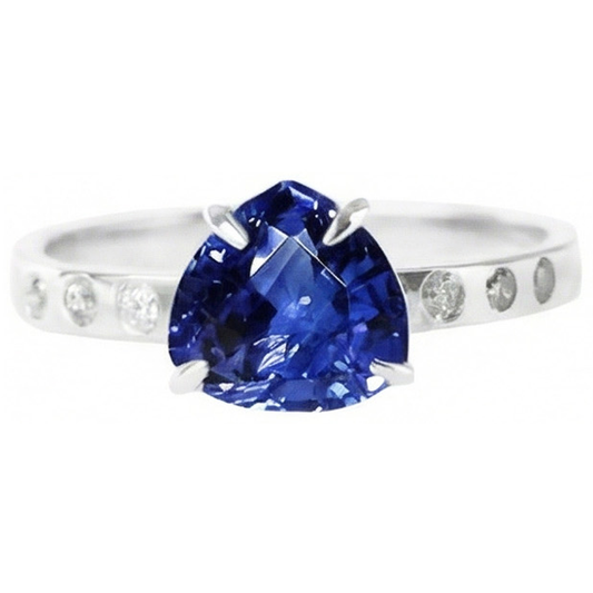 Edelsteinschmuck Trillion Saphir Ring bündige Fassung 2 Karat
