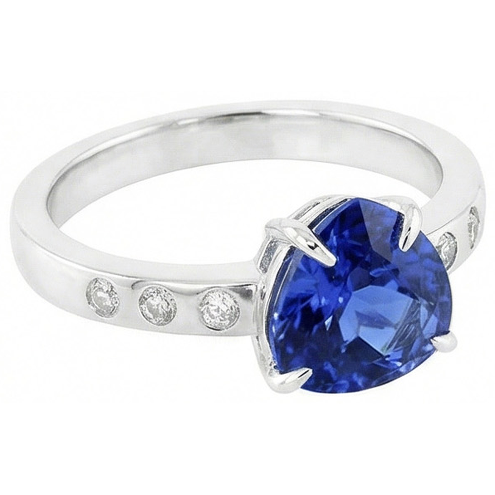 Edelsteinschmuck Trillion Saphir Ring bündige Fassung 2 Karat