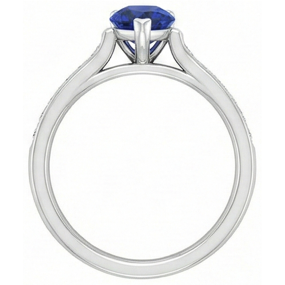 Edelsteinschmuck Verlobungsring Birne Blauer Saphir 2 Karat