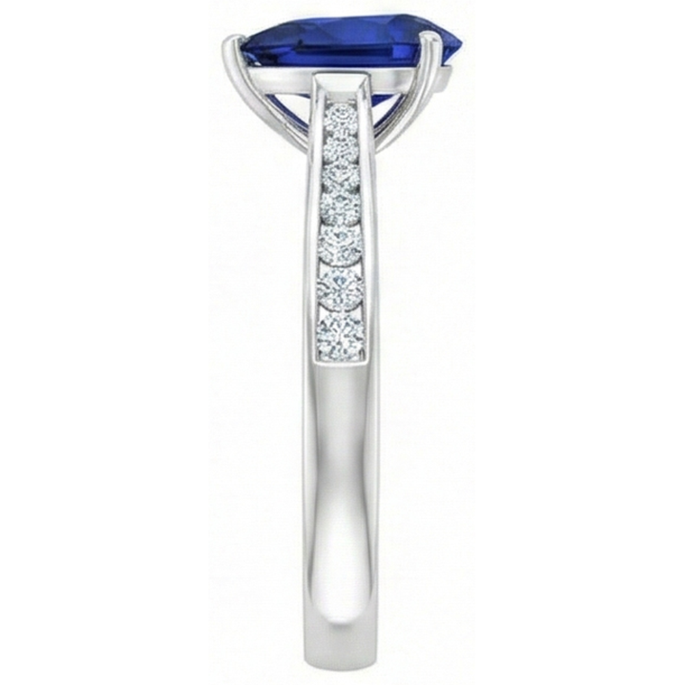Edelsteinschmuck Verlobungsring Birne Blauer Saphir 2 Karat
