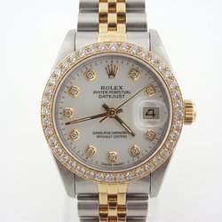 Rolex Damen Datejust Uhr Diamant Weißes Zifferblatt Lünette – Bicolor