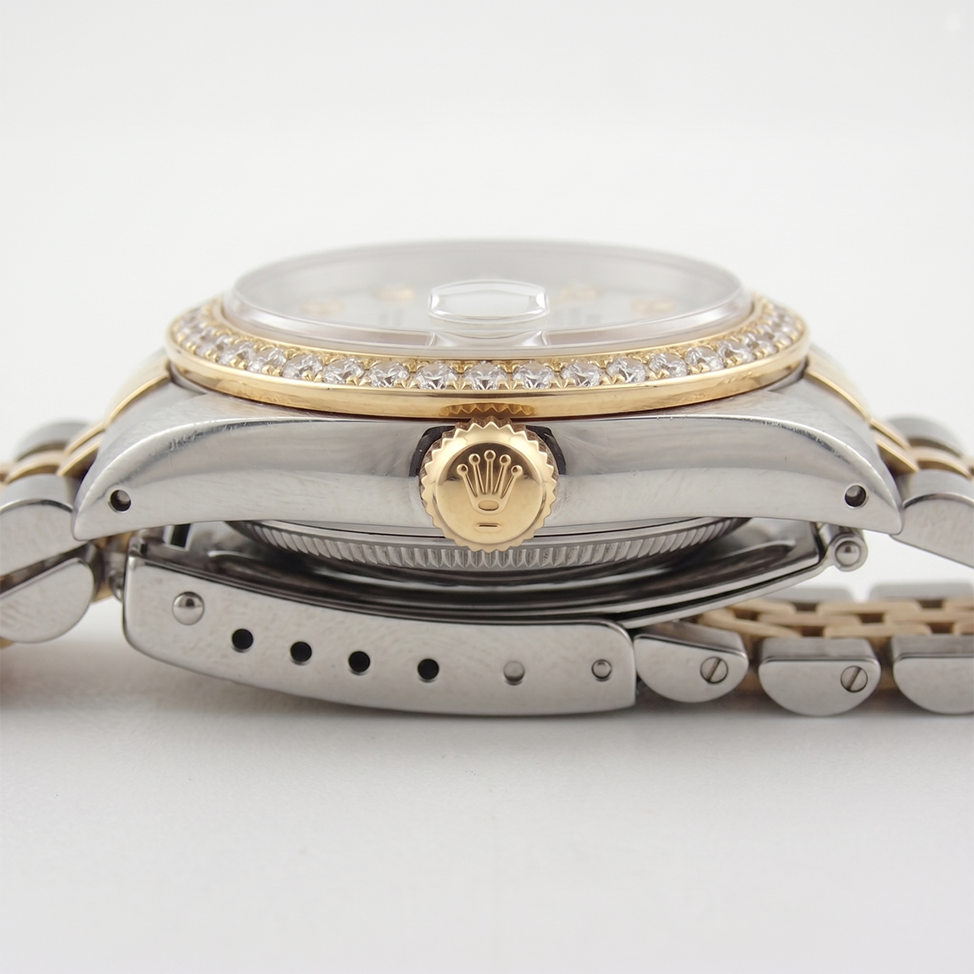 Rolex Damen Datejust Uhr Diamant Weißes Zifferblatt Lünette – Bicolor
