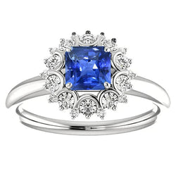 Edwardianischer Saphir- und Aus der Erde Abgebauter Natürlicher Diamantring für Frauen