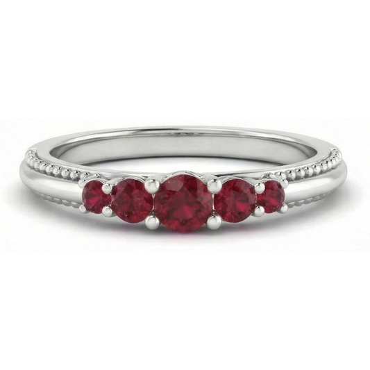 Ehering Burma Rubin 1,10 Karat Antik-Stil Schmuck Neu