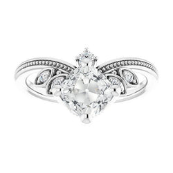 Ehering Enhancer Kissen Old Cut Echt Diamant Beaded Style 5.75 Karat