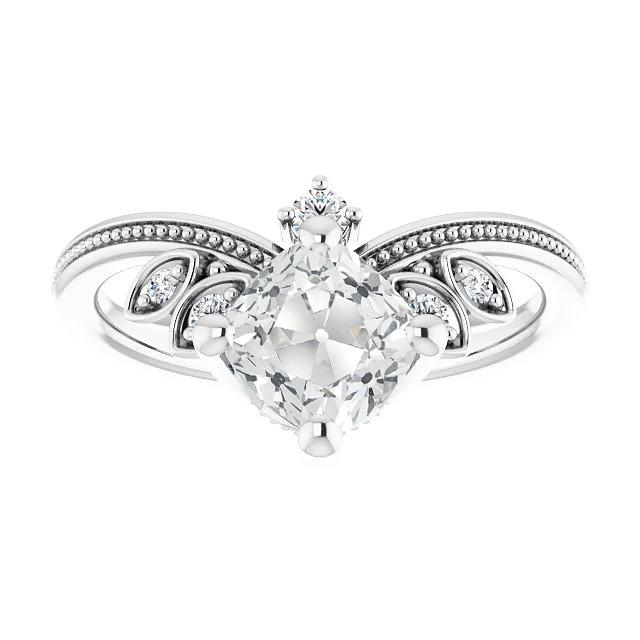 Ehering Enhancer Kissen Old Cut Echt Diamant Beaded Style 5.75 Karat
