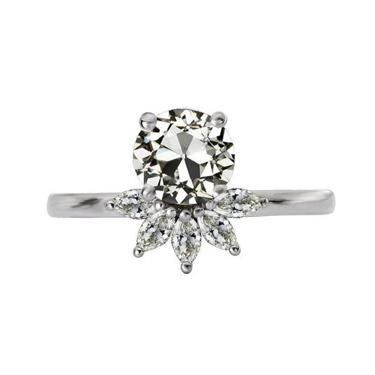 Ehering Marquise & runder Altschliff-Echt Diamant 4.50 Karat