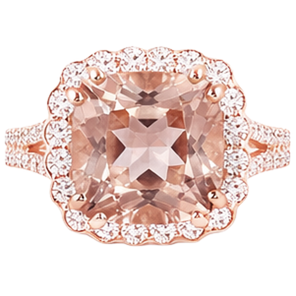 Ehering Morganit und Aus der Erde Abgebauter Natürlicher Diamanten 15.75 Kt 14K Roségold