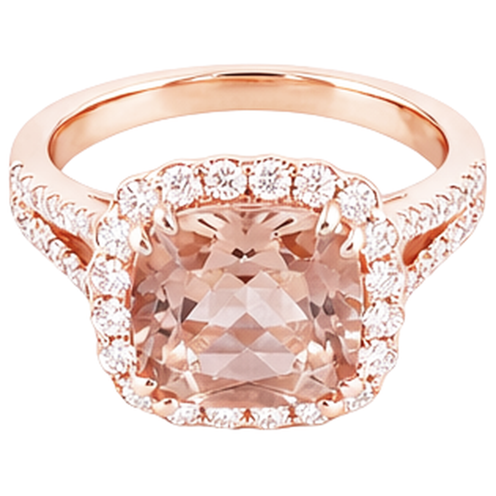 Ehering Morganit und Aus der Erde Abgebauter Natürlicher Diamanten 15.75 Kt 14K Roségold