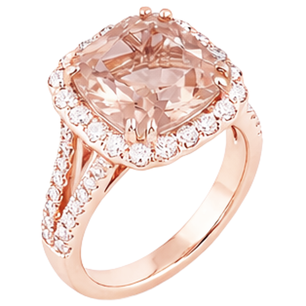 Ehering Morganit und Aus der Erde Abgebauter Natürlicher Diamanten 15.75 Kt 14K Roségold
