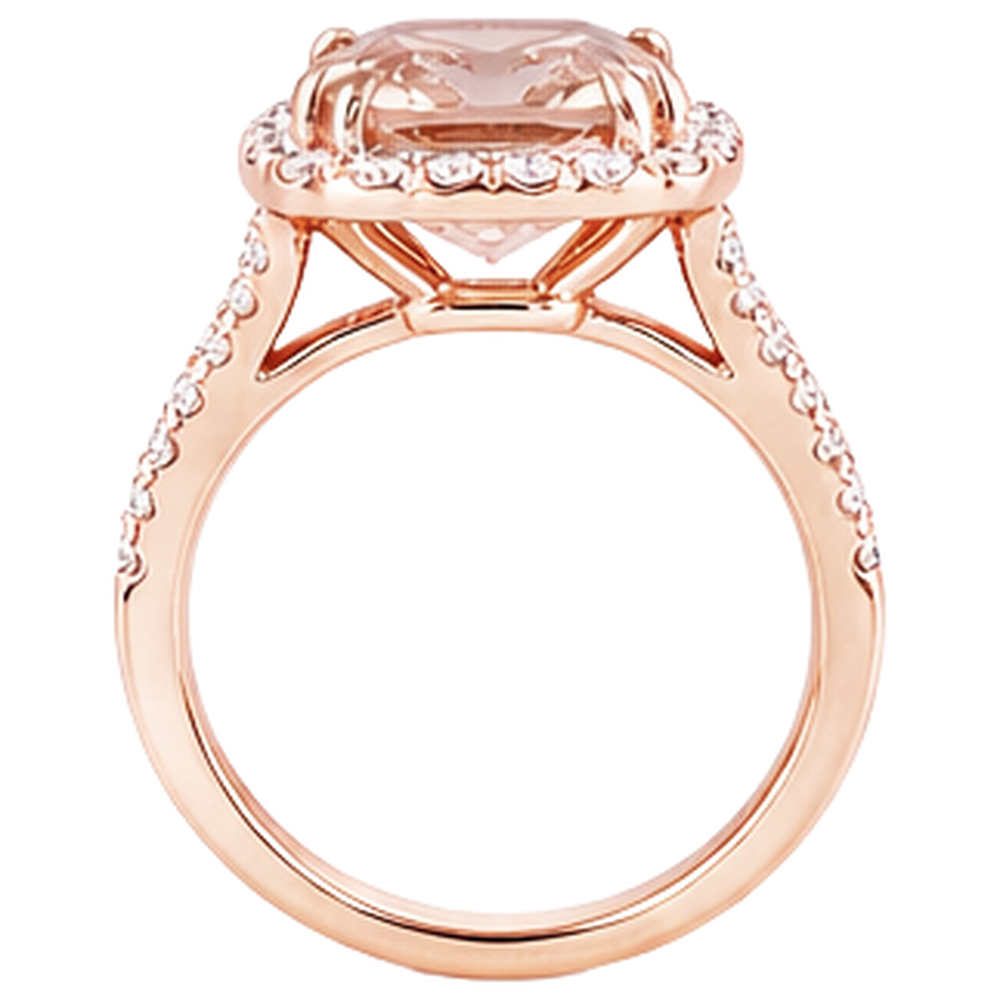 Ehering Morganit und Aus der Erde Abgebauter Natürlicher Diamanten 15.75 Kt 14K Roségold