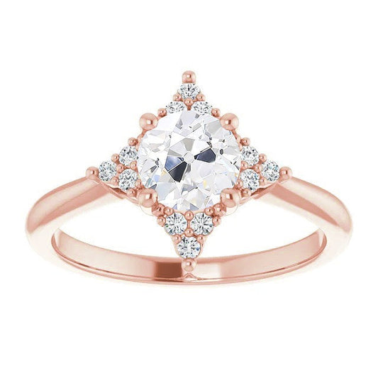 Ehering Oval Alter Minenschliff Echt Diamant 14K Roségold 4 Karat