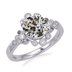 Ehering im antiken Stil. rund. alter Minenschliff Echt Aus der Erde Abgebauter Natürlicher Diamant 4.50 Karat