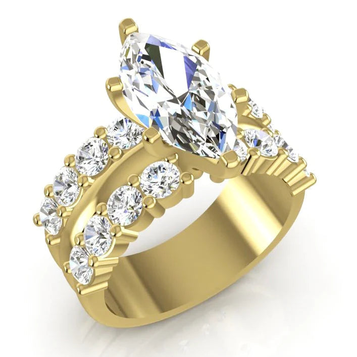 Marquise Diamant Ehering Brautschmuck Gelbgold
