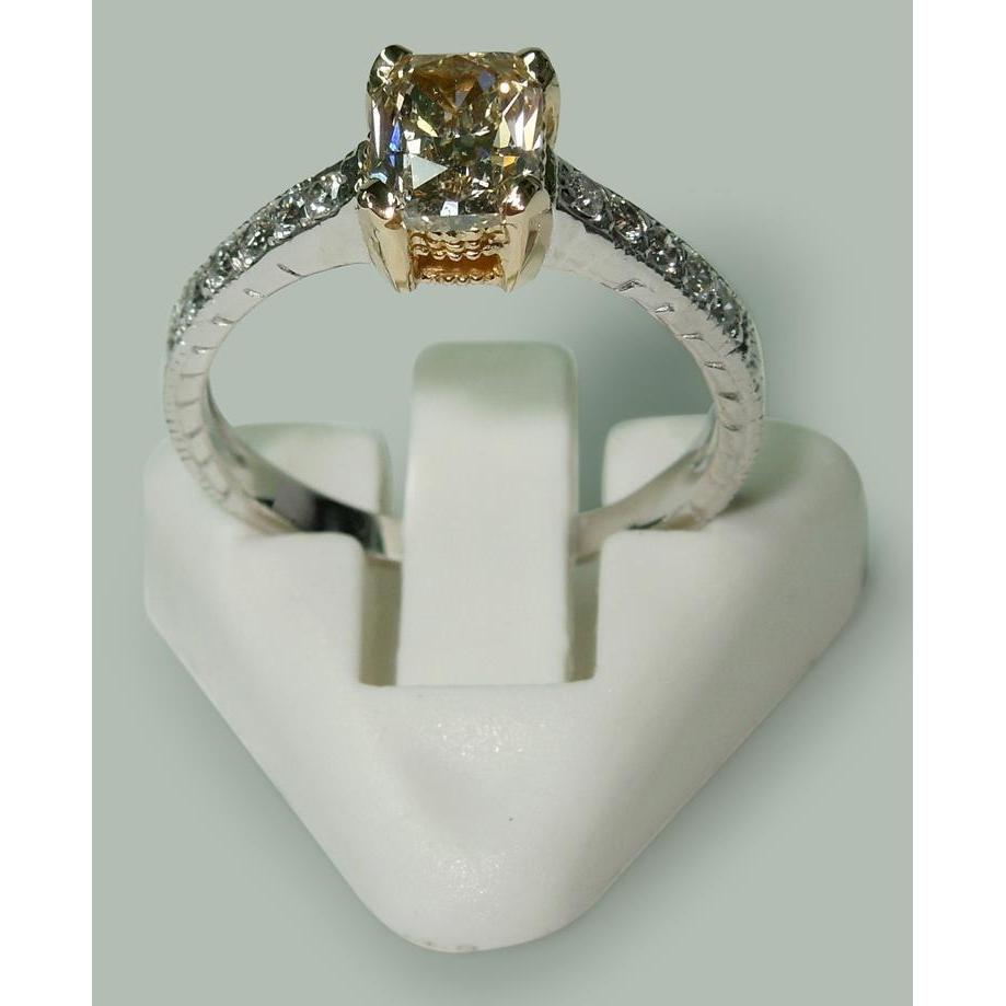 Ehering mit strahlenden & runden Echt Diamanten, 1,60 ct, zweifarbiges Gold