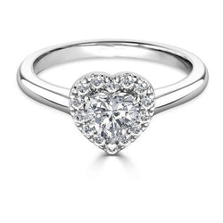 Einfacher Herz-Echt Aus der Erde Abgebauter Natürlicher Diamant-Halo-Ring