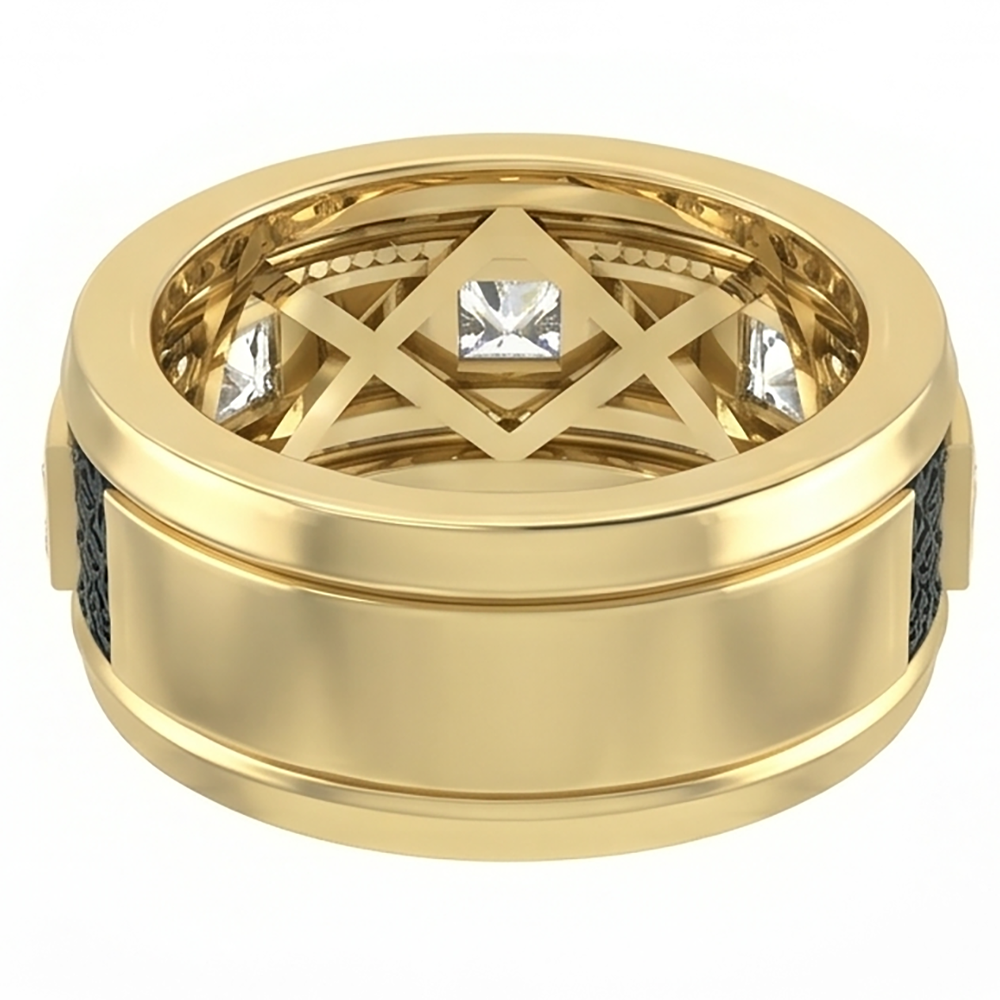 Einzigartig Zwei Farbiger Herren Ring Mit Naturlichen Aus Der Erde Gewonnenen Diamanten im Prinzess Schliff
