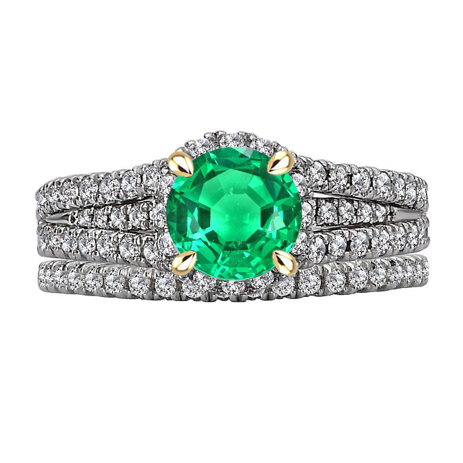 Naturreiner Smaragd Schmuckstein-Ring 2,50 Karat Bicolor 14K Gold – Hauptansicht