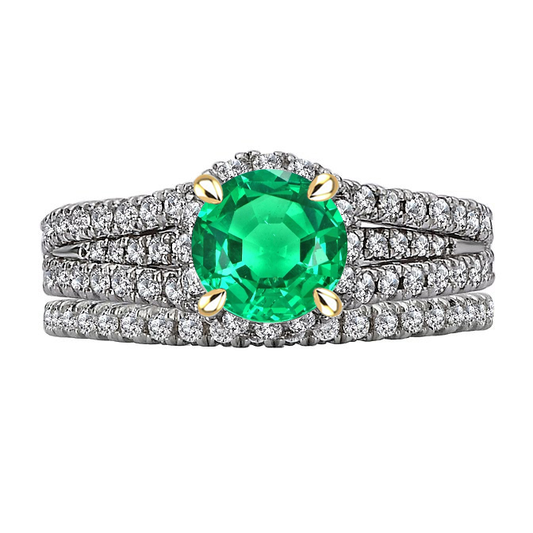 Naturreiner Smaragd Schmuckstein-Ring 2,50 Karat Bicolor 14K Gold – Hauptansicht
