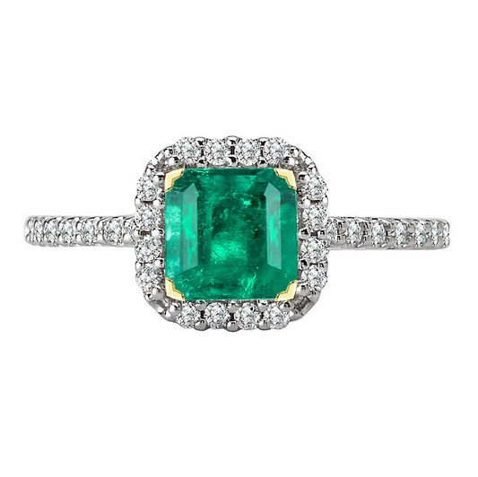 Farbstein-Ring 14 Karat Zweifarbig Gold mit Edler Smaragd – Hauptansicht