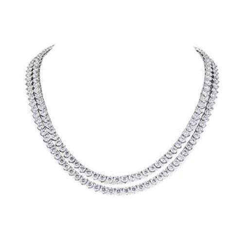 Elegante zweireihige Statement-Echt Diamant-Halskette