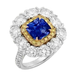 Eleganter Saphir-Cocktail-Aus der Erde Abgebauter Natürlicher Diamantring